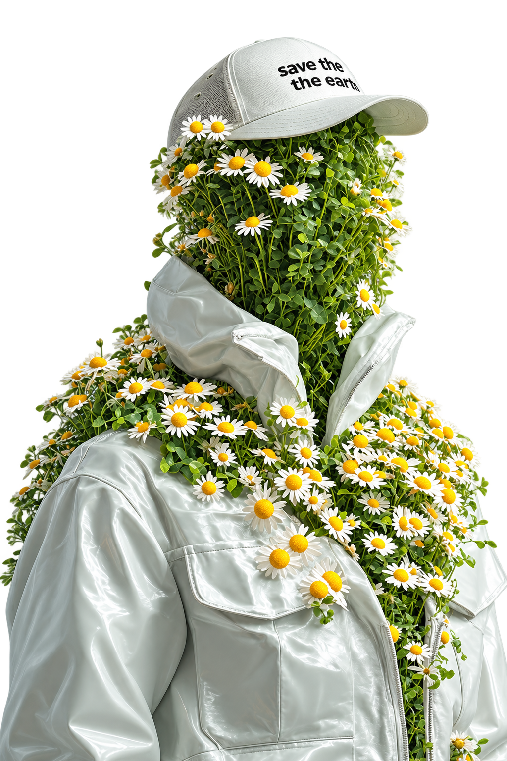 Green sustainability concept figure with flowers